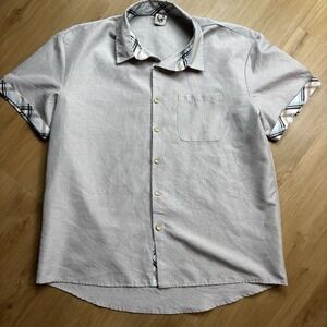 Hardaddy Men's L Gray Shirt Buttoned Collared Cotton Short Sleeve Cuffed Sleeve